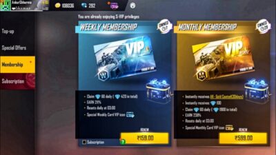 Free Fire Monthly Membership 
